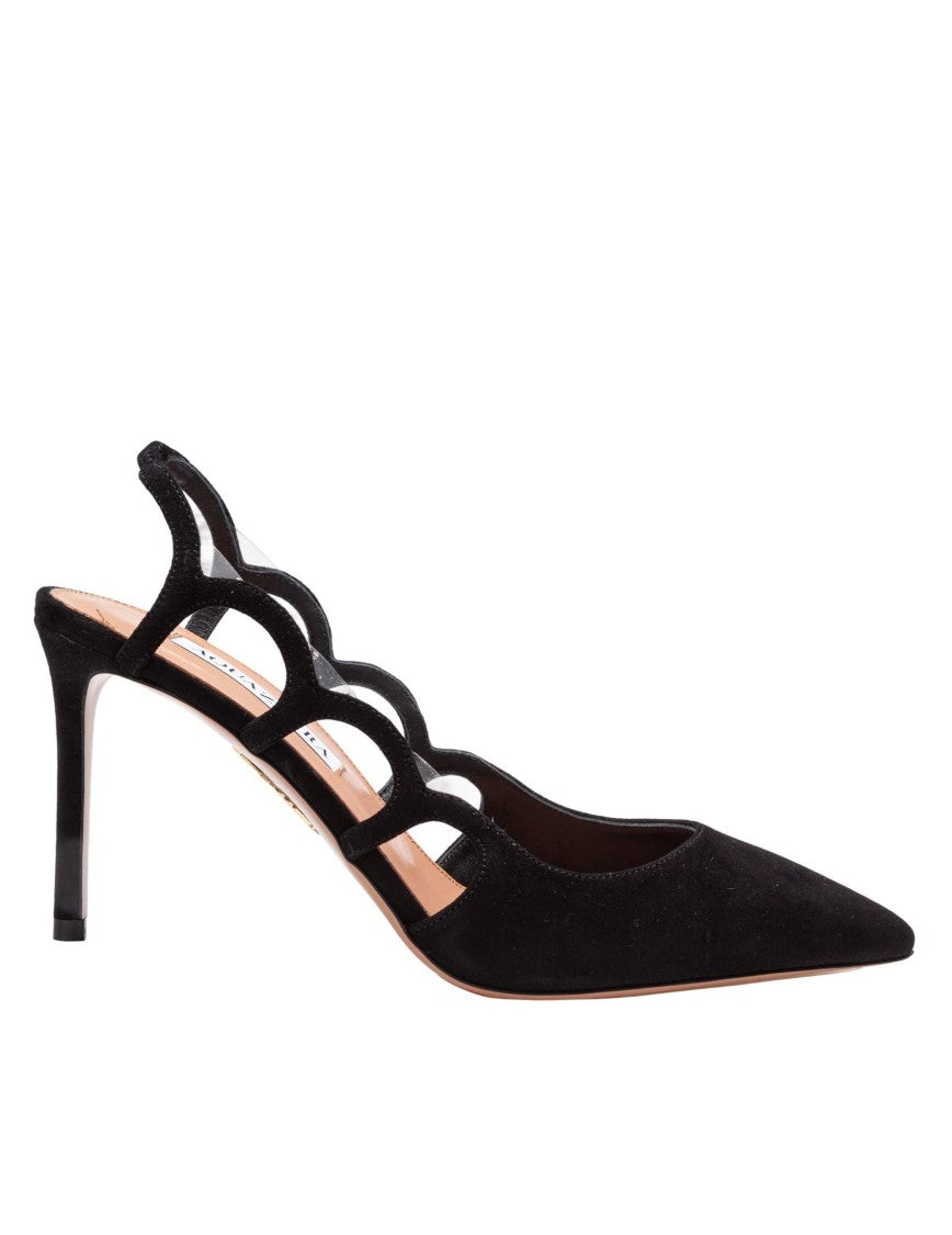 Suede Black Decollete' Bootie Pump 85