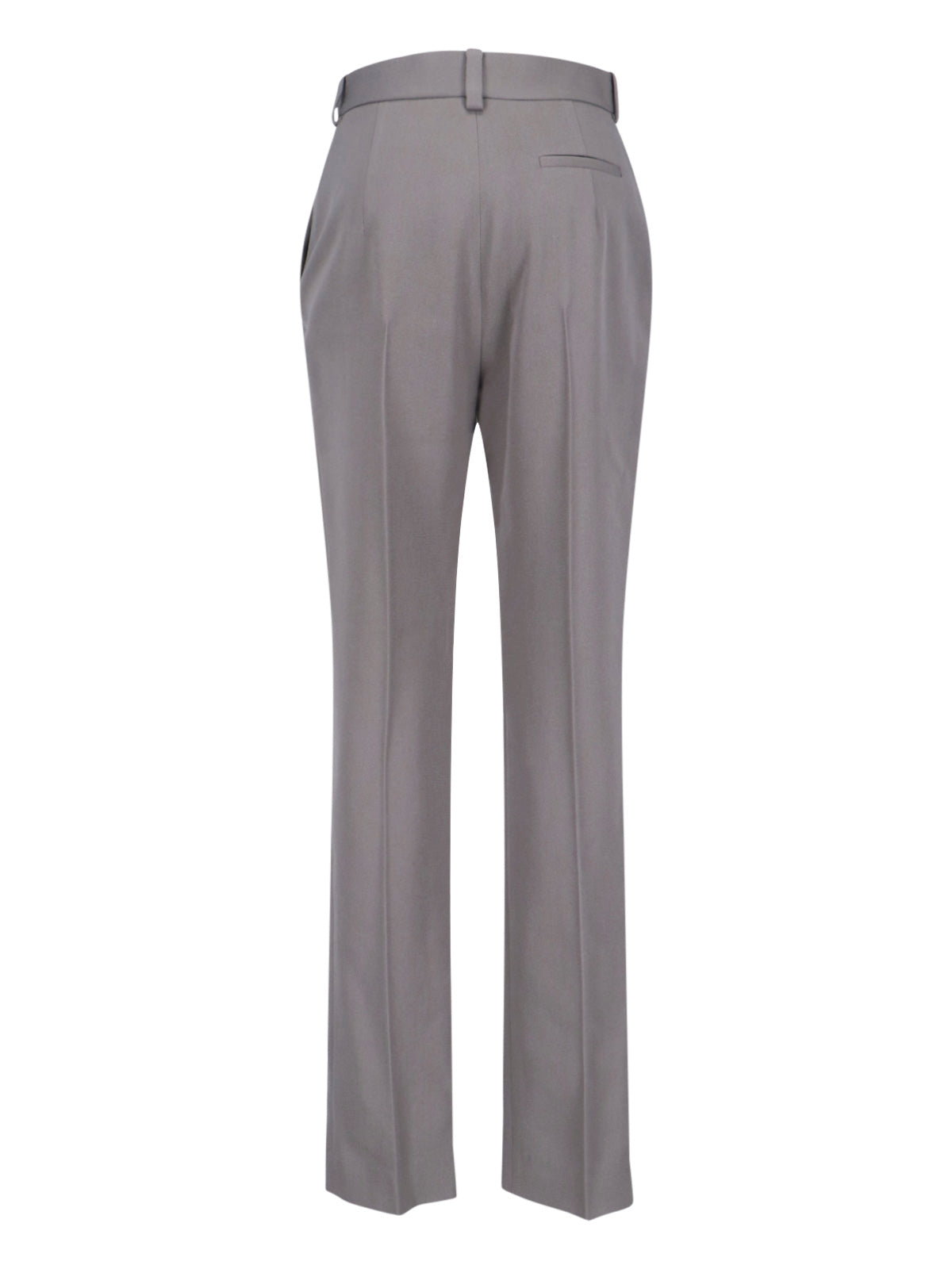 Tailored Grey Wool Straight-Leg Trousers