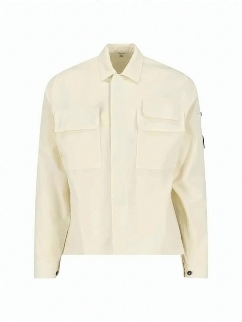 Cropped Cotton Jacket With Classic Collar And Signature Logo Patch