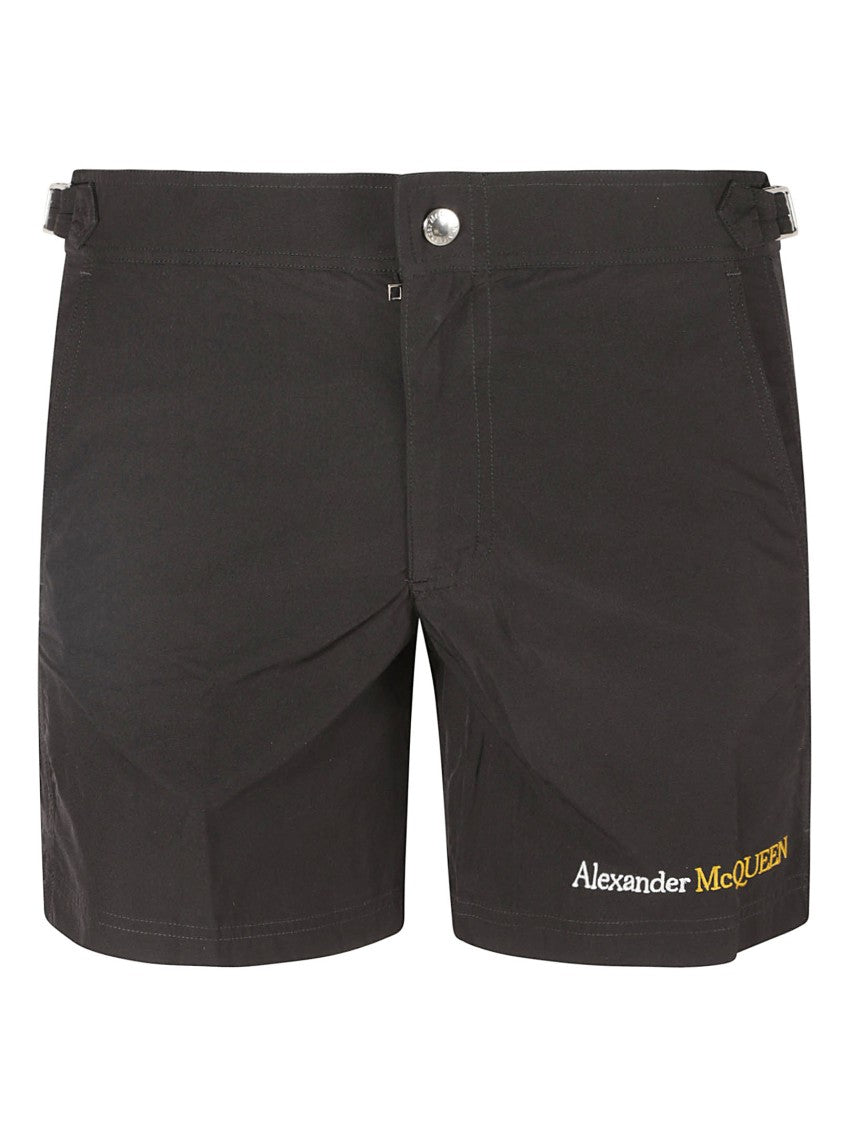 Tailored Black Shorts With Contrasting Embroidery