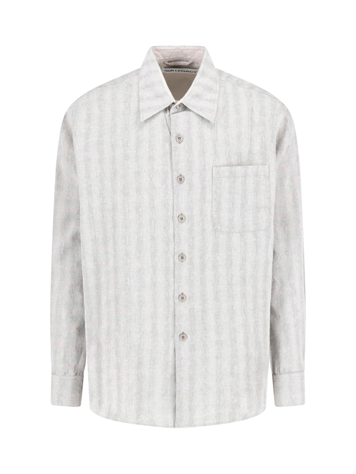 White Relaxed Fit Striped Cotton Shirt