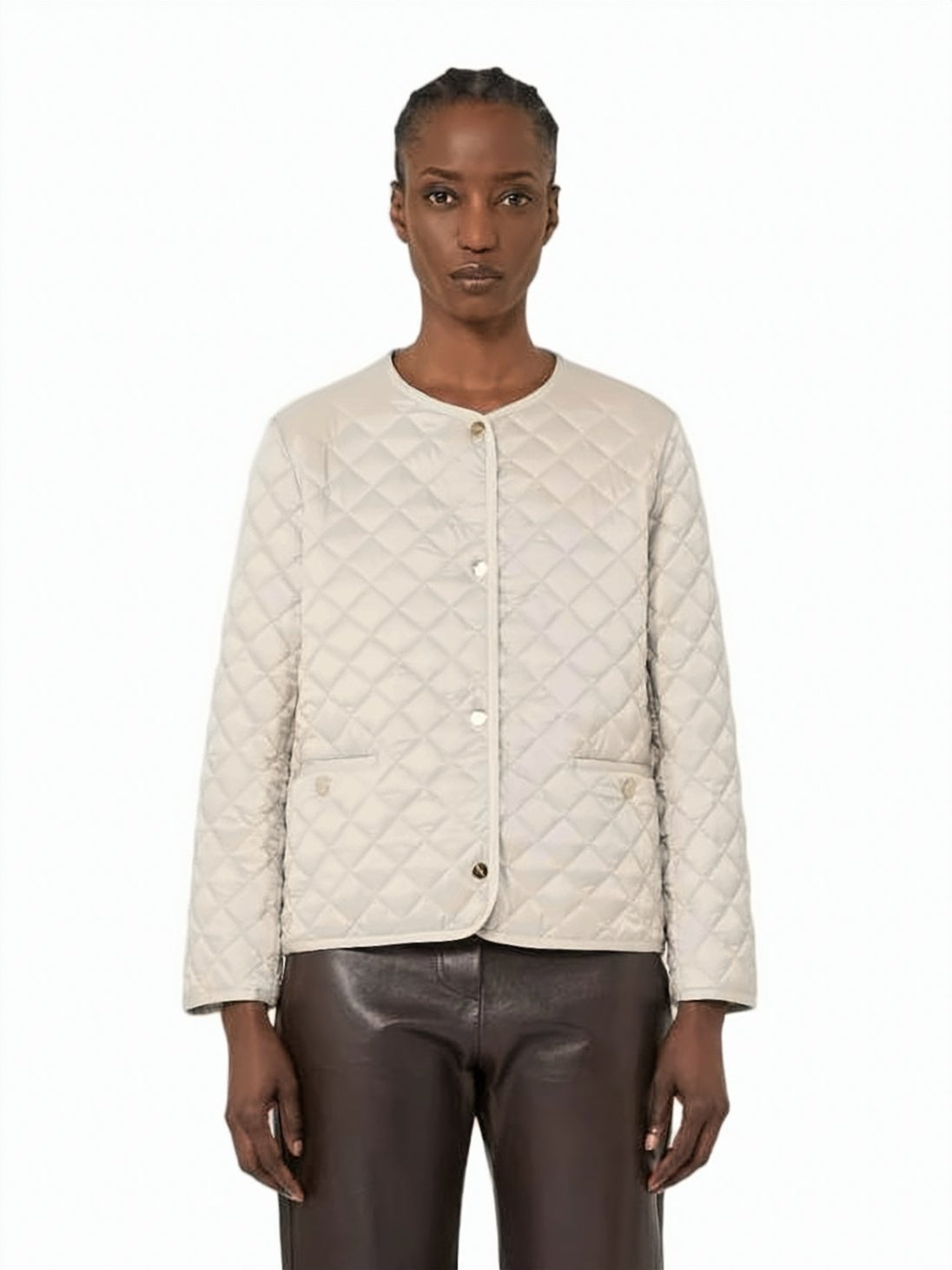 Cropped Casual Jacket With Classic Collar And Button-Down Front