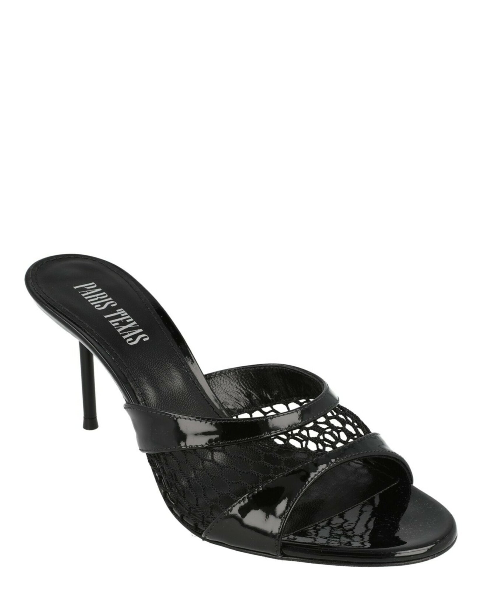 Lidia Patent Leather And Mesh Mules