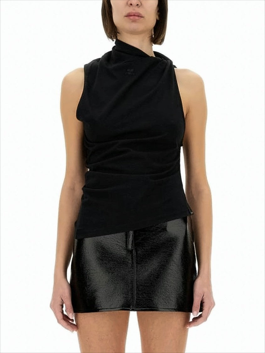 Draped Neckline Cotton Sleeveless Top