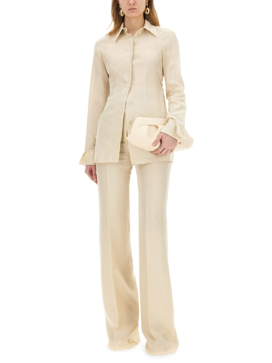 High Waist Flare Fit Viscose Pants