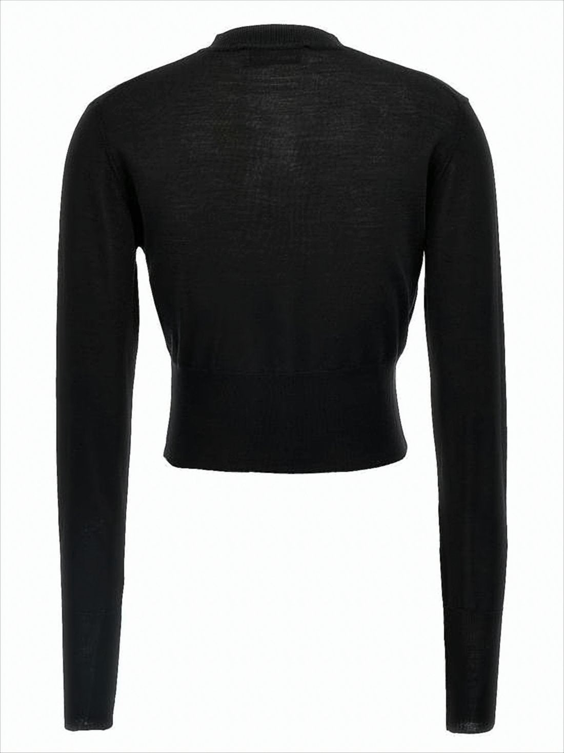 Cropped Black Cardigan with Button-Down Front