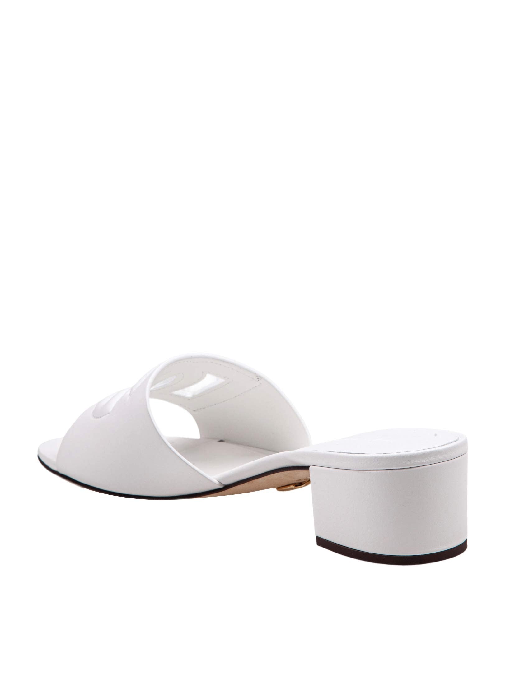 White Leather Mule With Dg Logo