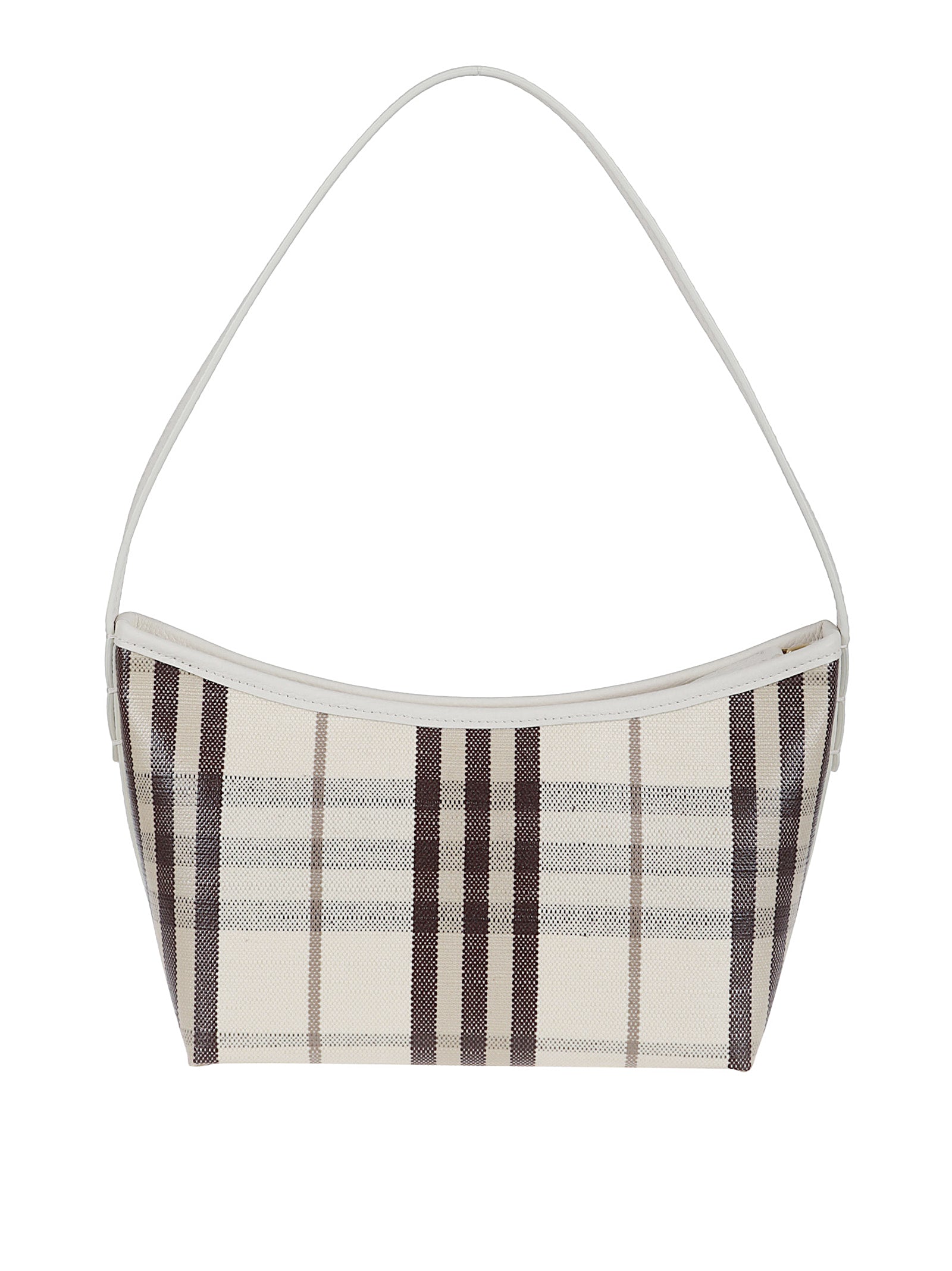 Compact Plaid Shoulder Bag in Cotton-Linen Blend