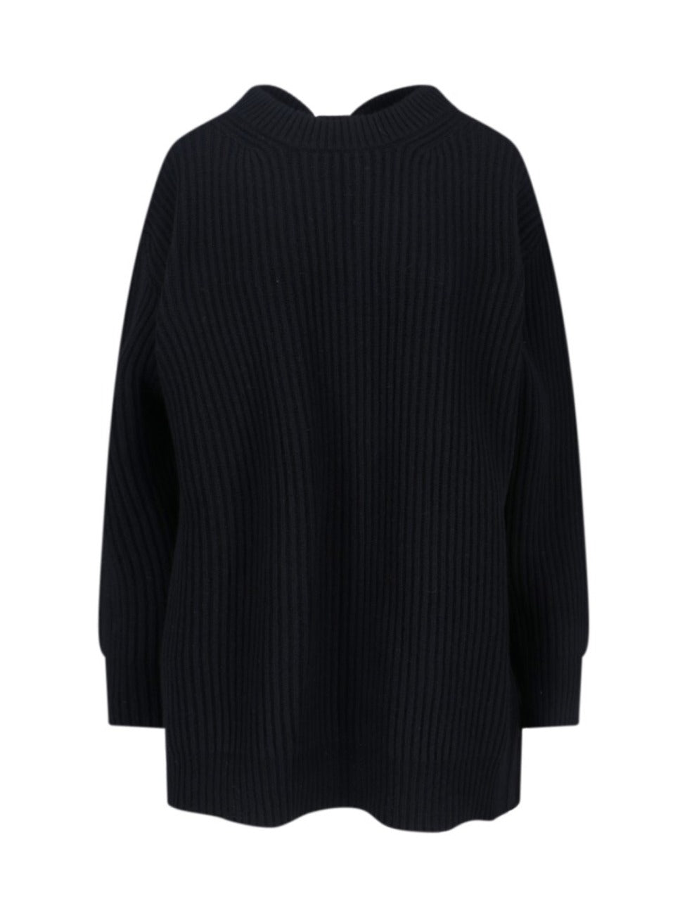 Wool Blend Knit Dress With Contrasting Back Panel And Logo Detail
