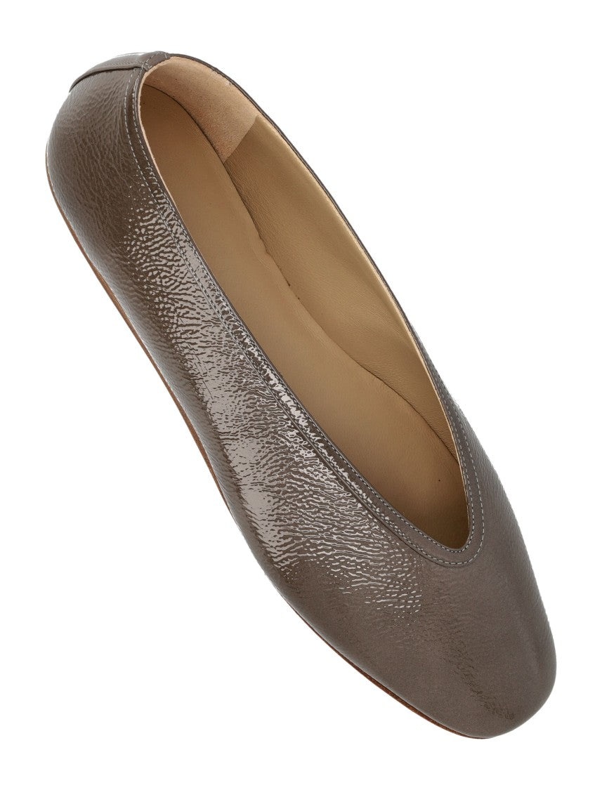 Luna Taupe Patent Leather Slippers