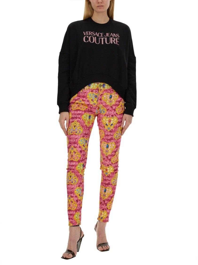 Cropped Fit Sweatshirt With Bold Logo Detail