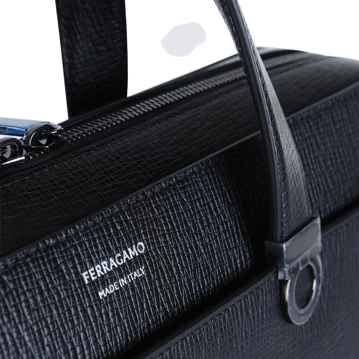 Structured Black Briefcase with Textured Finish