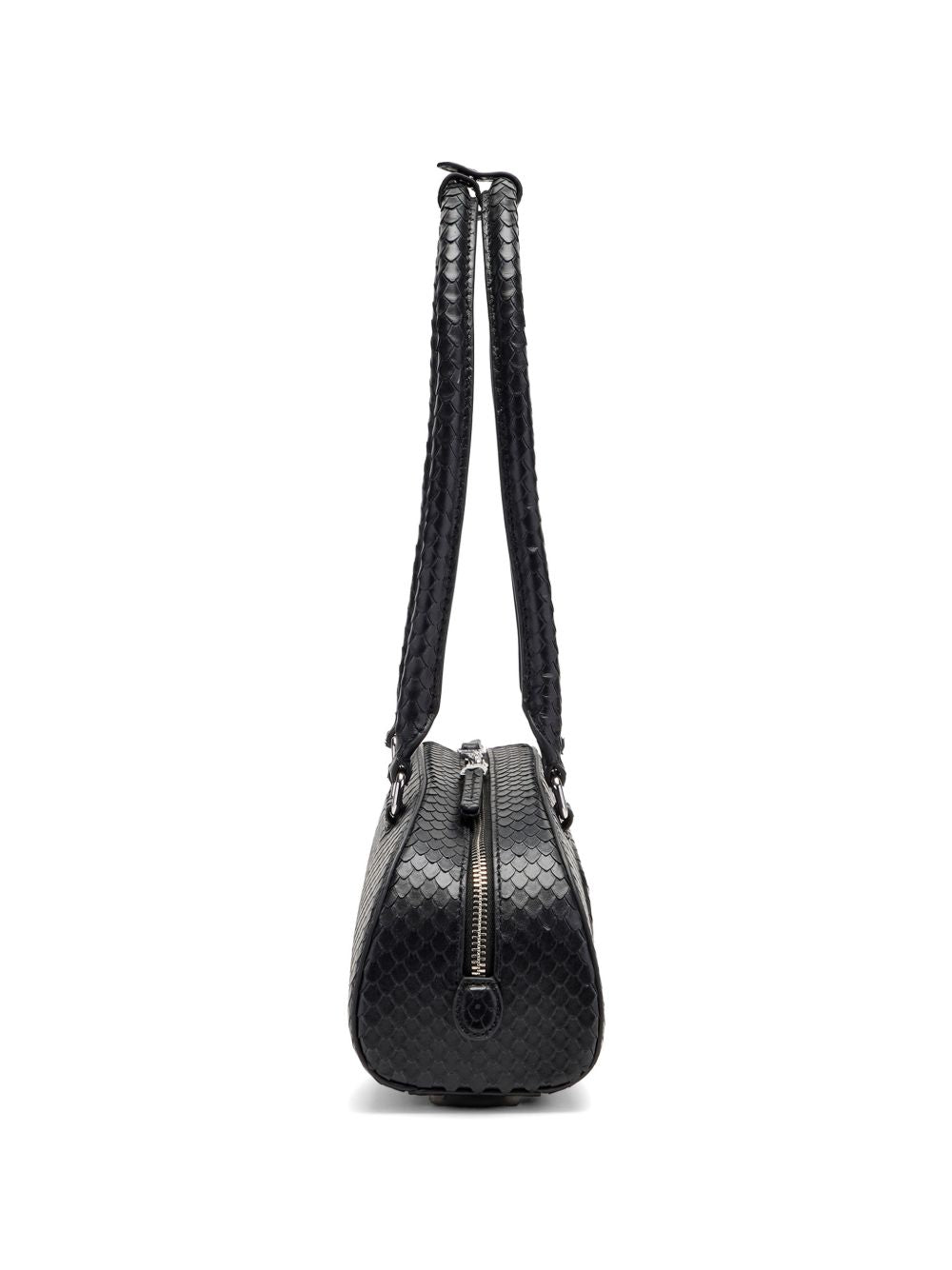 Elongated Handbag With Textured Snake-Like Pattern