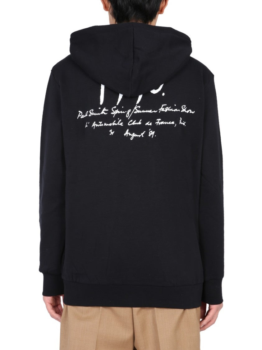 Black Hooded Sweatshirt With Graphic Accents