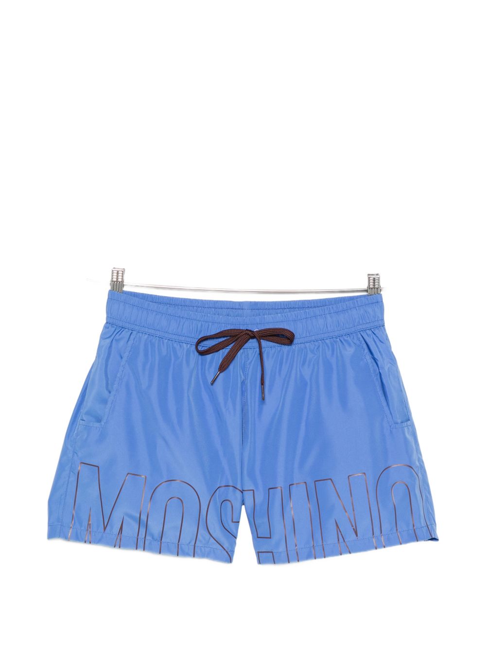 Blue Logo Print Elasticated Swim Shorts