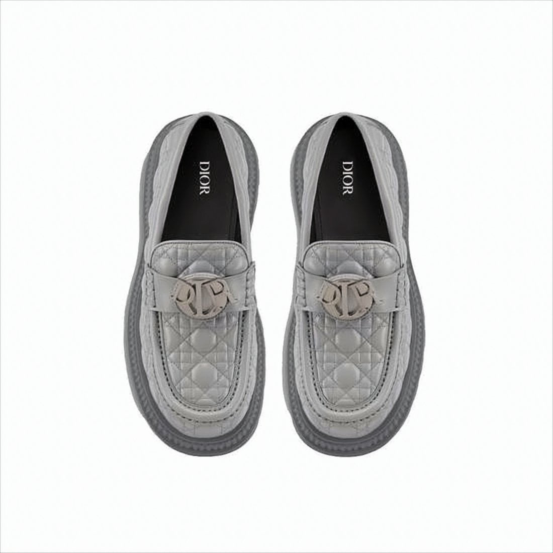 Quilted Buffalo Leather Loafers with Rugged Sole