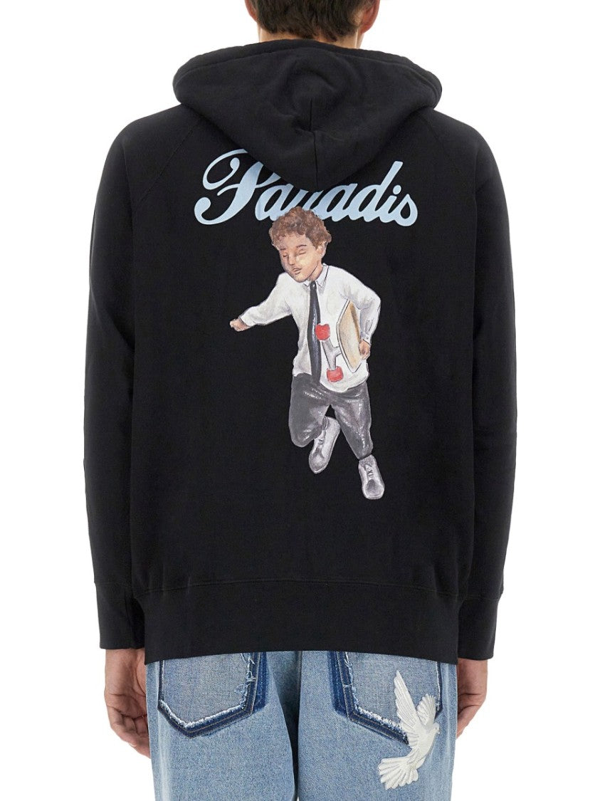 Black Zip Sweatshirt With Graphic Design