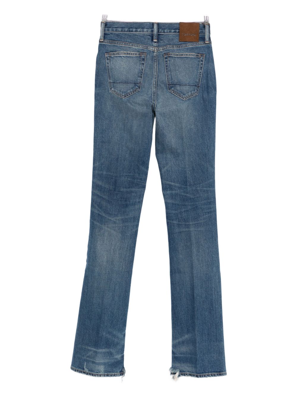 Flared Denim Jeans With Stonewashed Finish