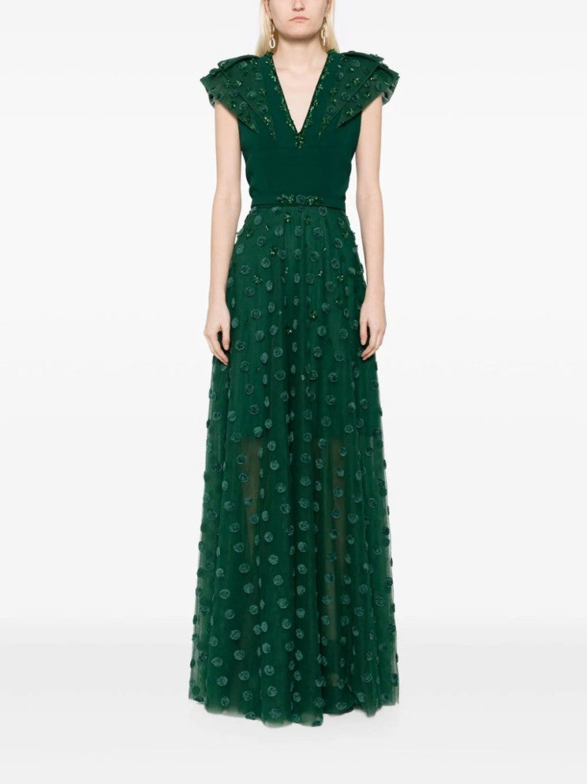 Beaded Tulle Dress With Polka Dots