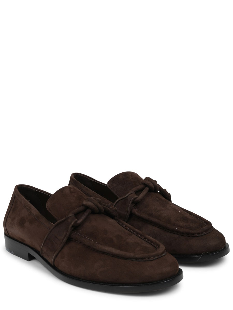 Moccasin With Knotted Leather Detail And Smooth Sole