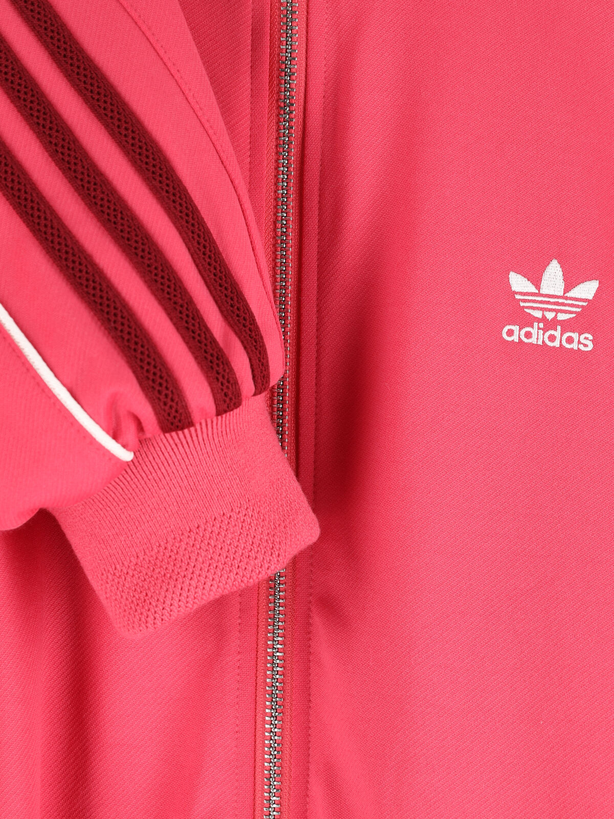 Pink Knit Stand-Up Collar Sporty Sweater