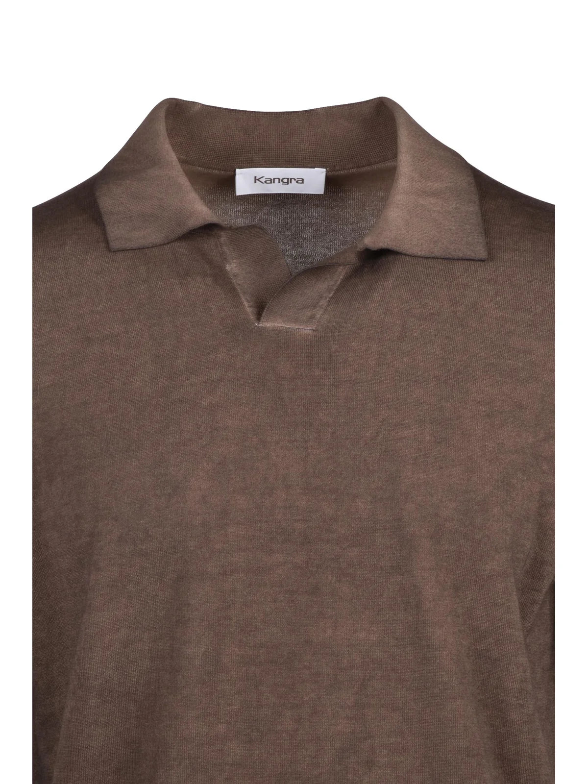 Brown Cotton Knit Polo