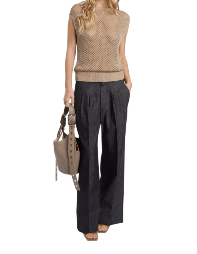 Beige Cotton Blend Gilet