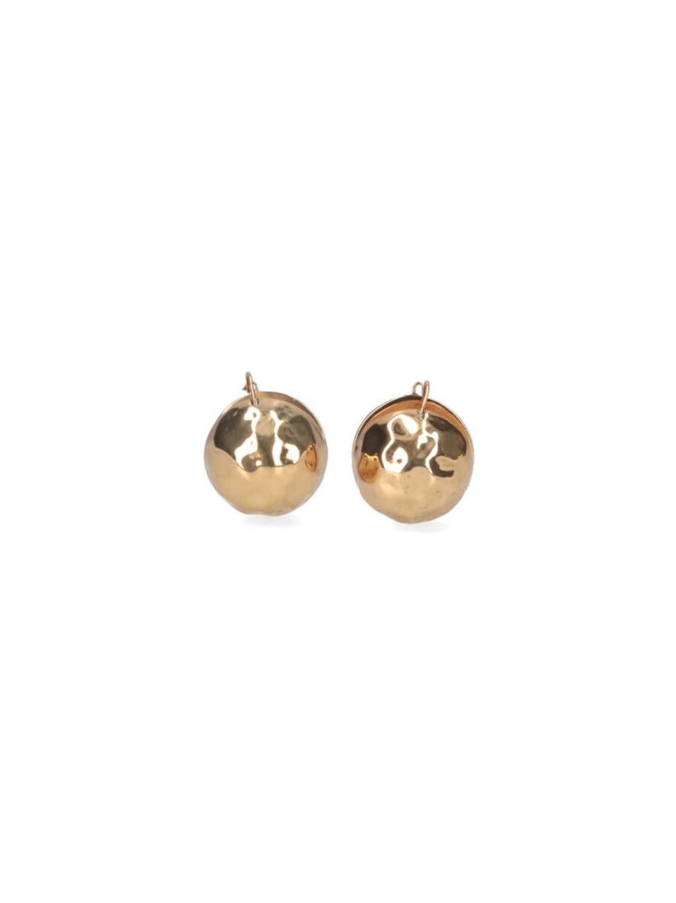 Hammered Sphere Earrings In Golden Brass