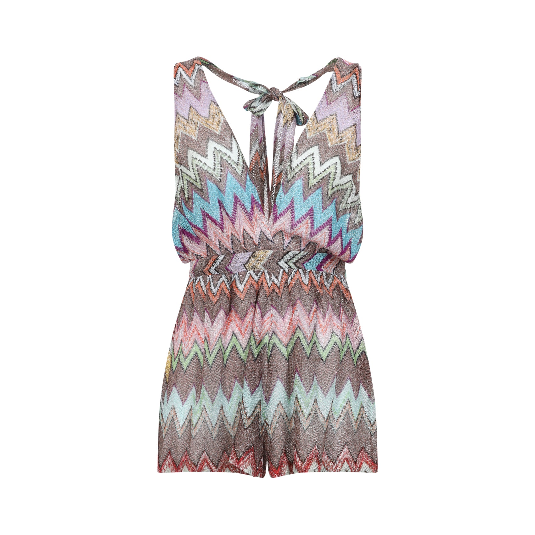 Sleeveless Zigzag Pattern Romper