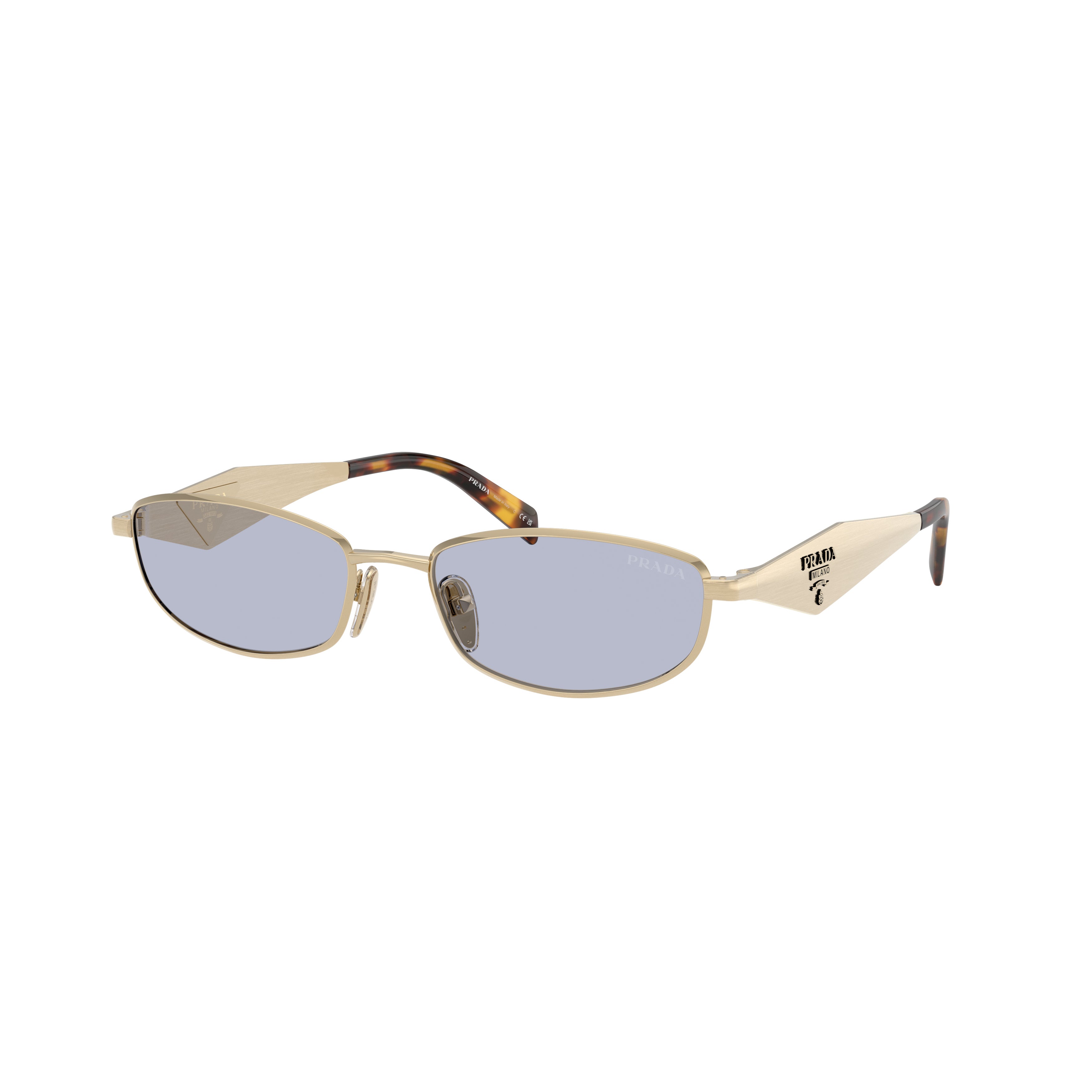 Rectangular Gold-tone Metal Frame Sunglasses with Tortoiseshell Temples