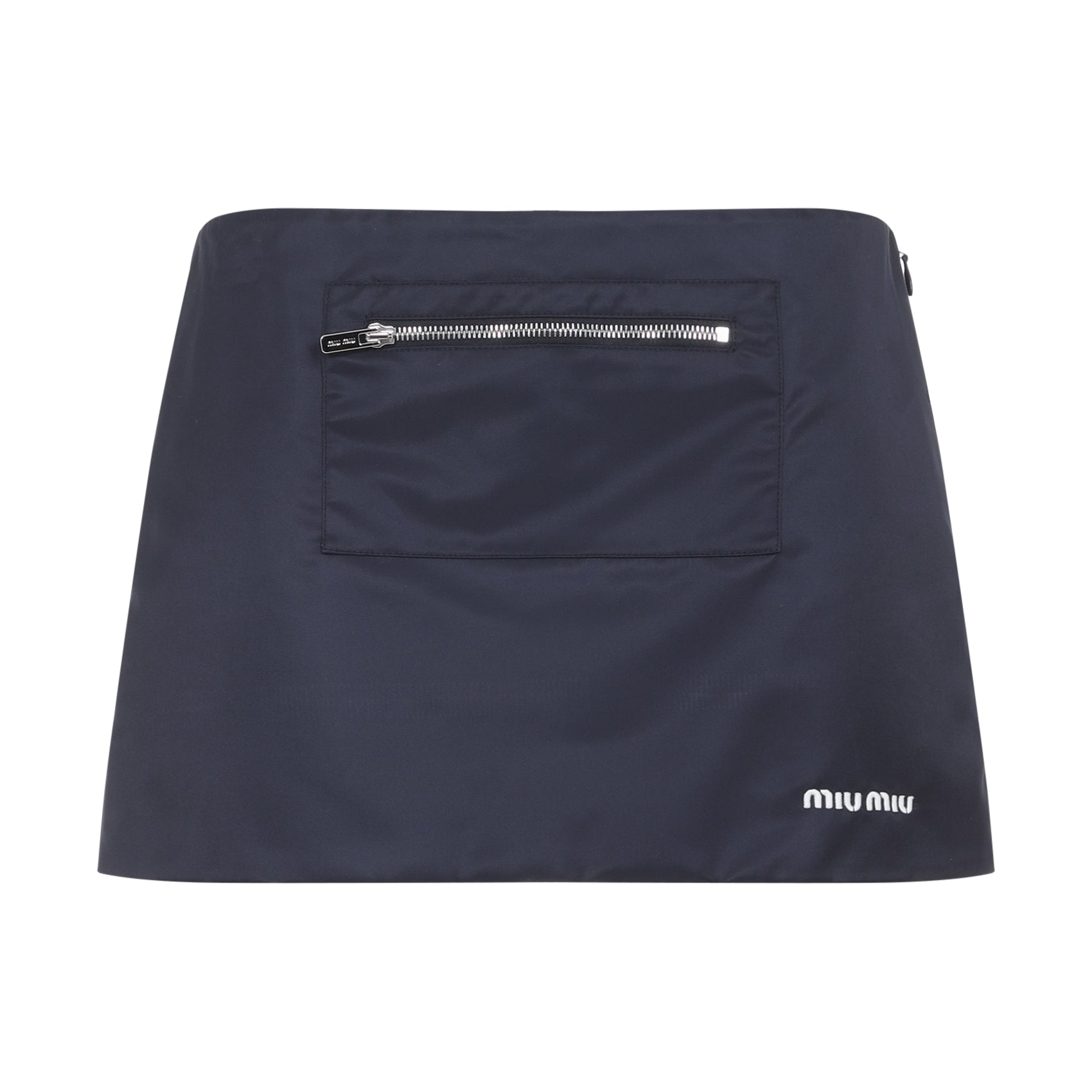 Minimalist Blue Mini Skirt with Zipper Pocket