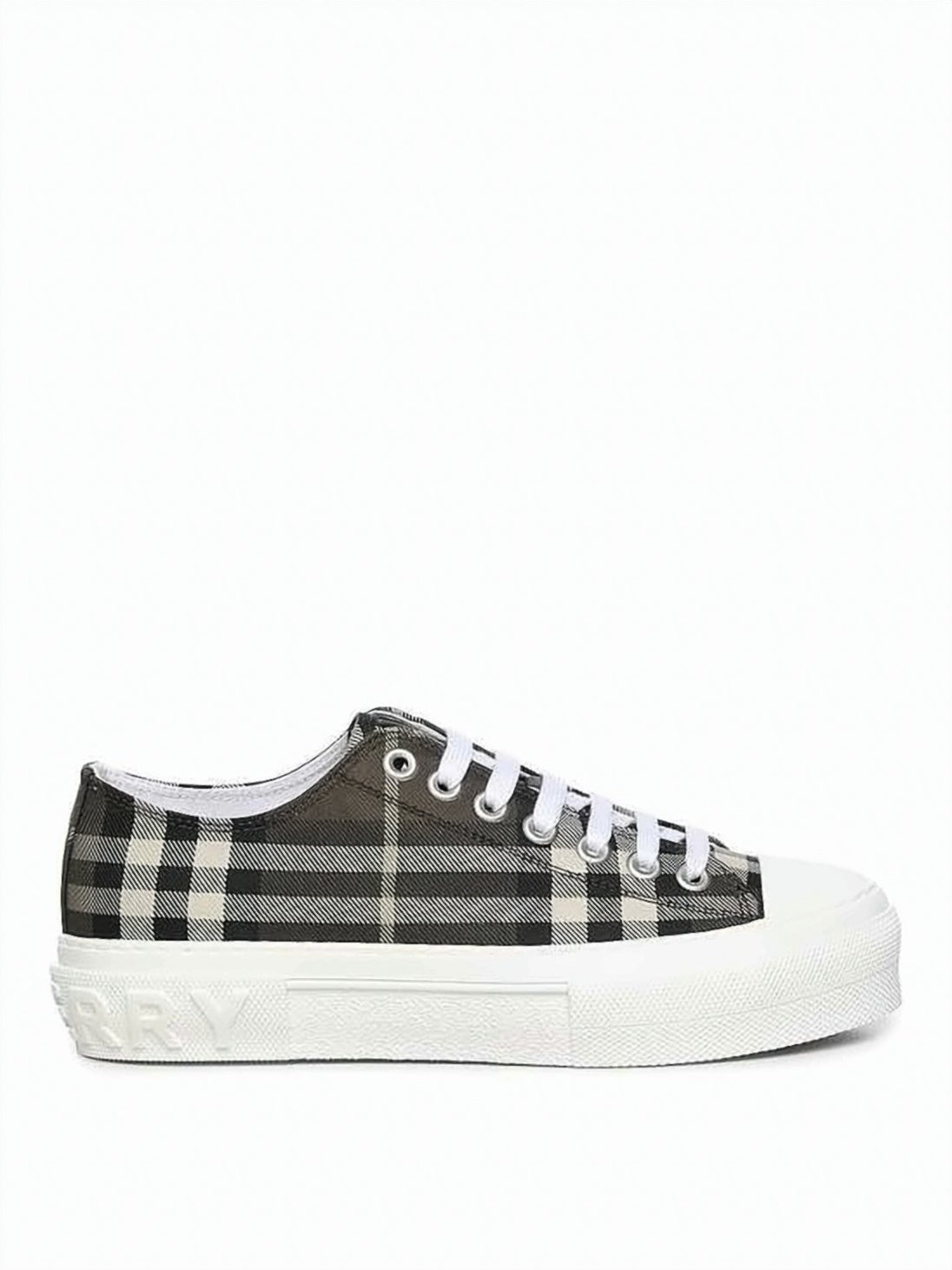 Checkered Nylon Low-Top Sneakers with Rubber Sole
