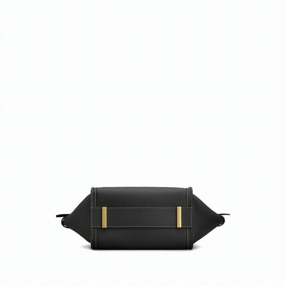 Trapezoidal Black Calf Leather Shoulder Bag
