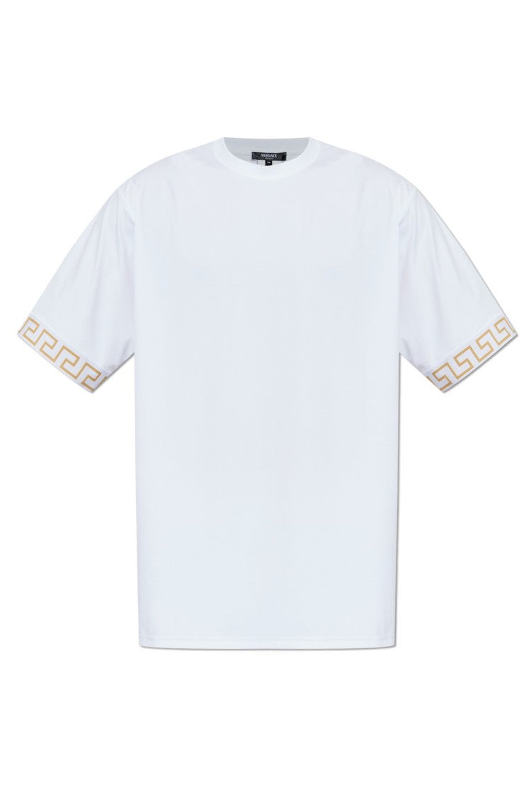 Minimalist Short-Sleeved T-Shirt with Decorative Sleeve Patterns