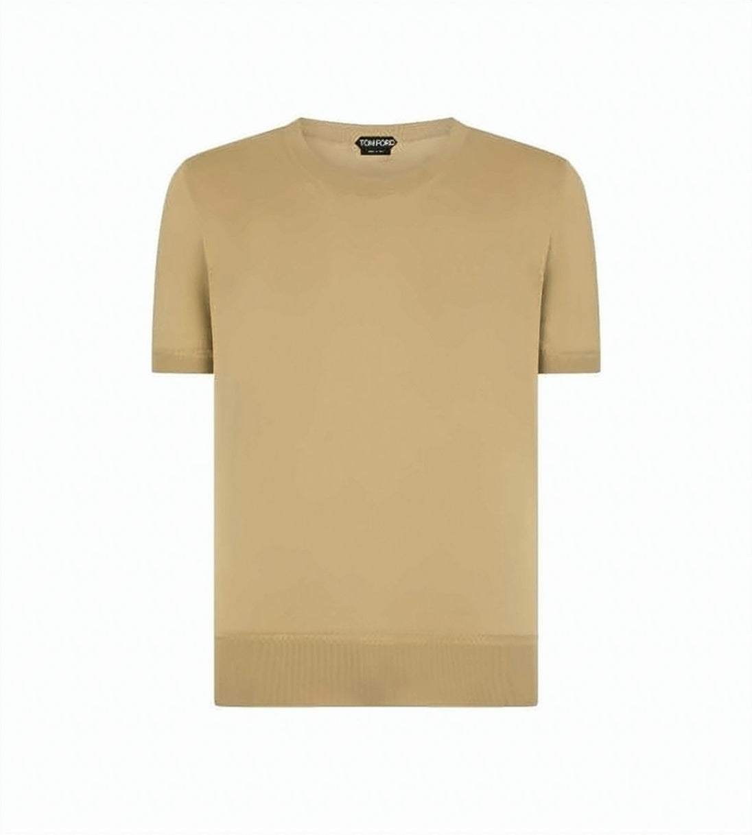 Short-Sleeved Cotton Knit Sweater With Ribbed Hem