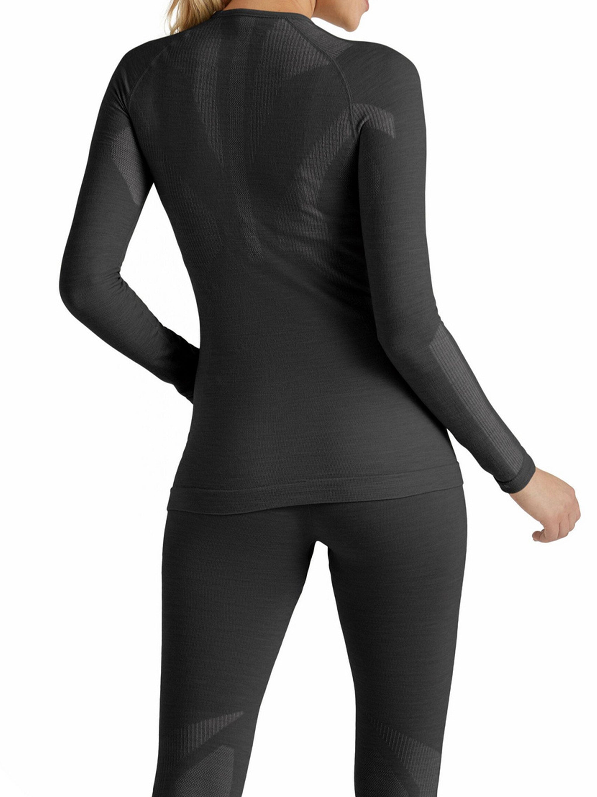 Black Form-Fitting Textured Detail Ski Top