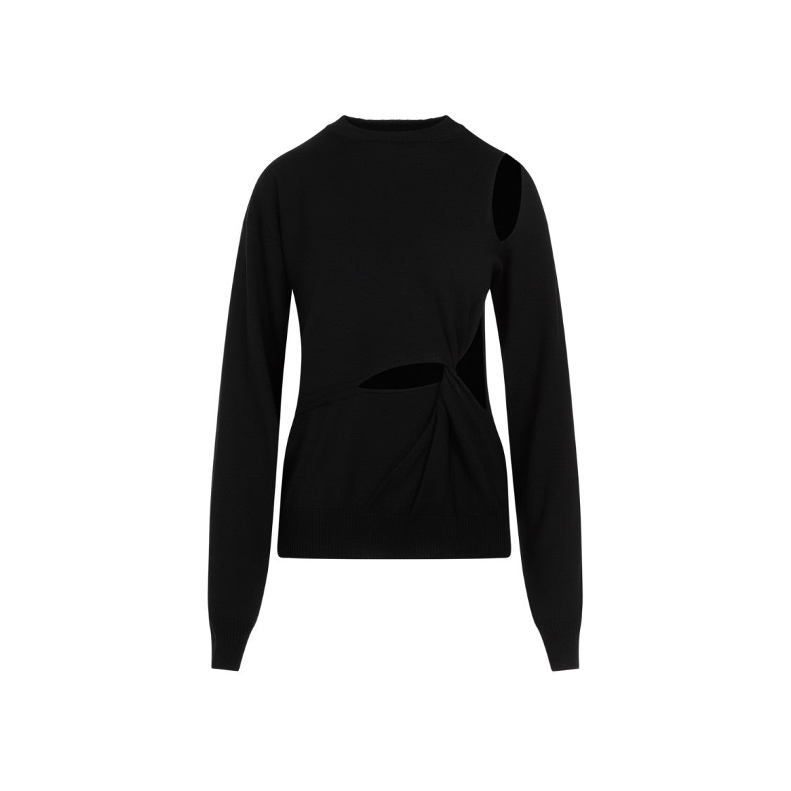 Holiday Cutout Black Virgin Wool Pullover