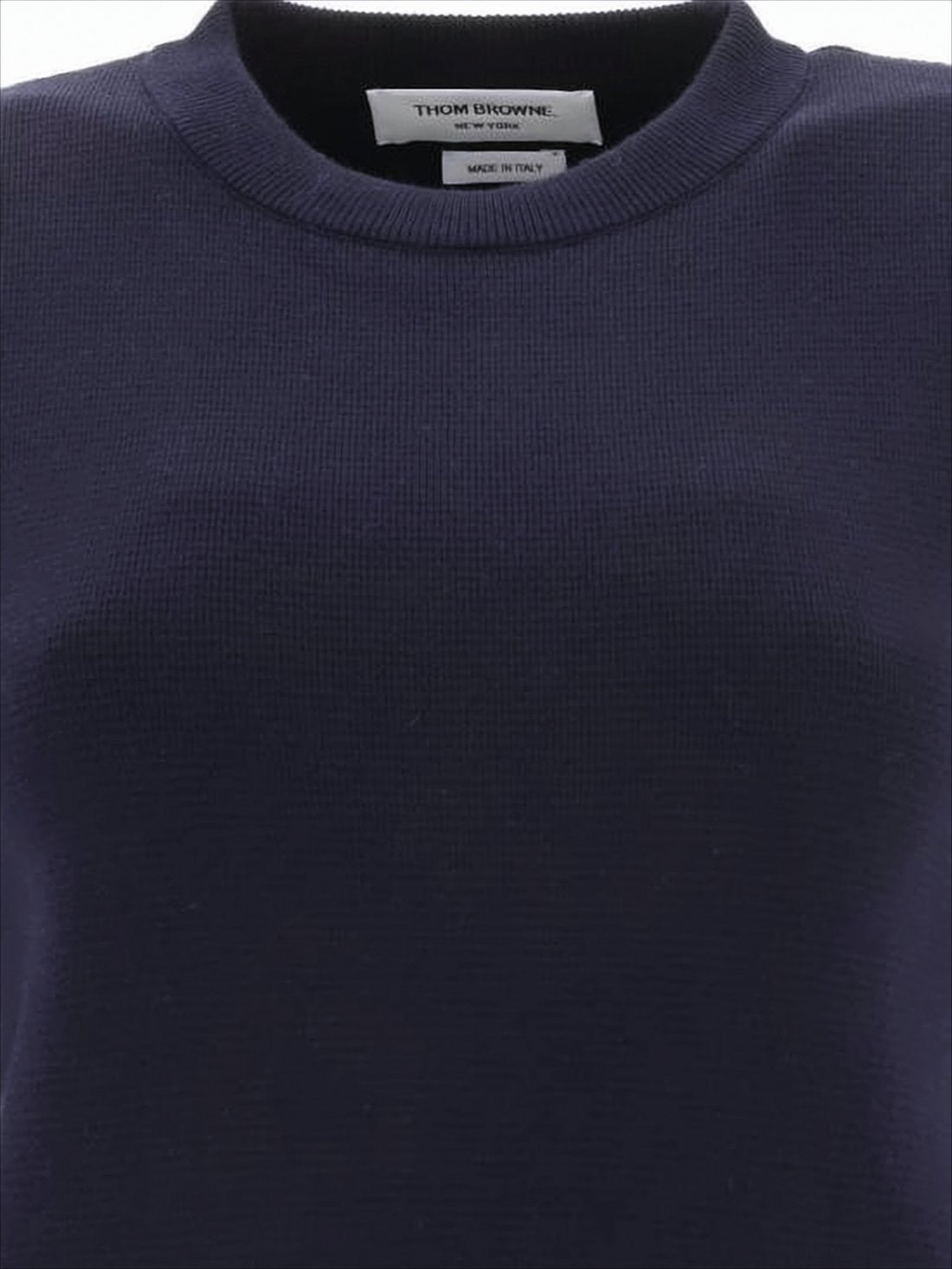 Black Cotton Sweater with Striped Detailing and Button Accents
