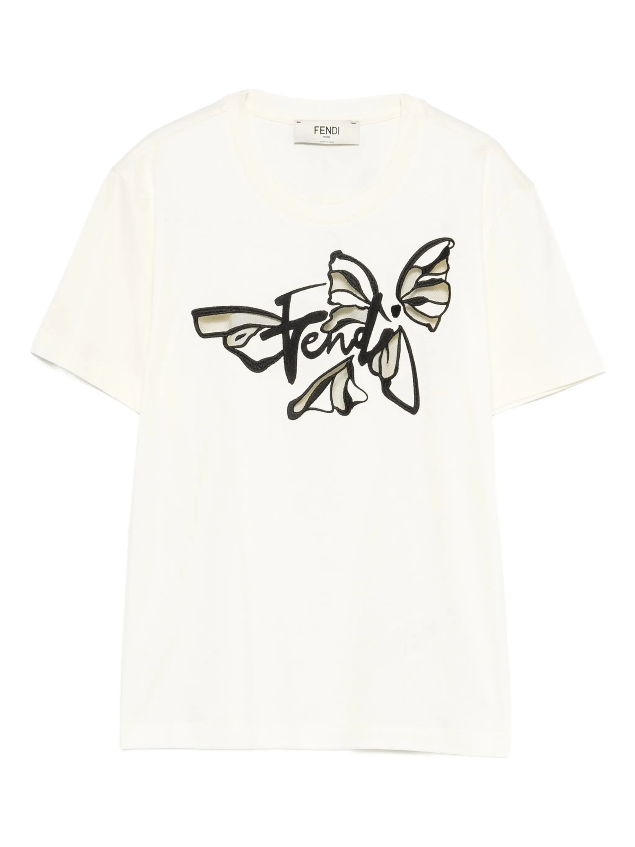 Nigthfly Off-White Abstract Butterfly Graphic T-Shirt