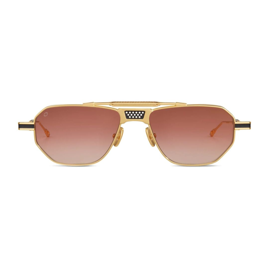 Longtail Casino Royale Geometric Frame Sunglasses with Metallic Gold Finish