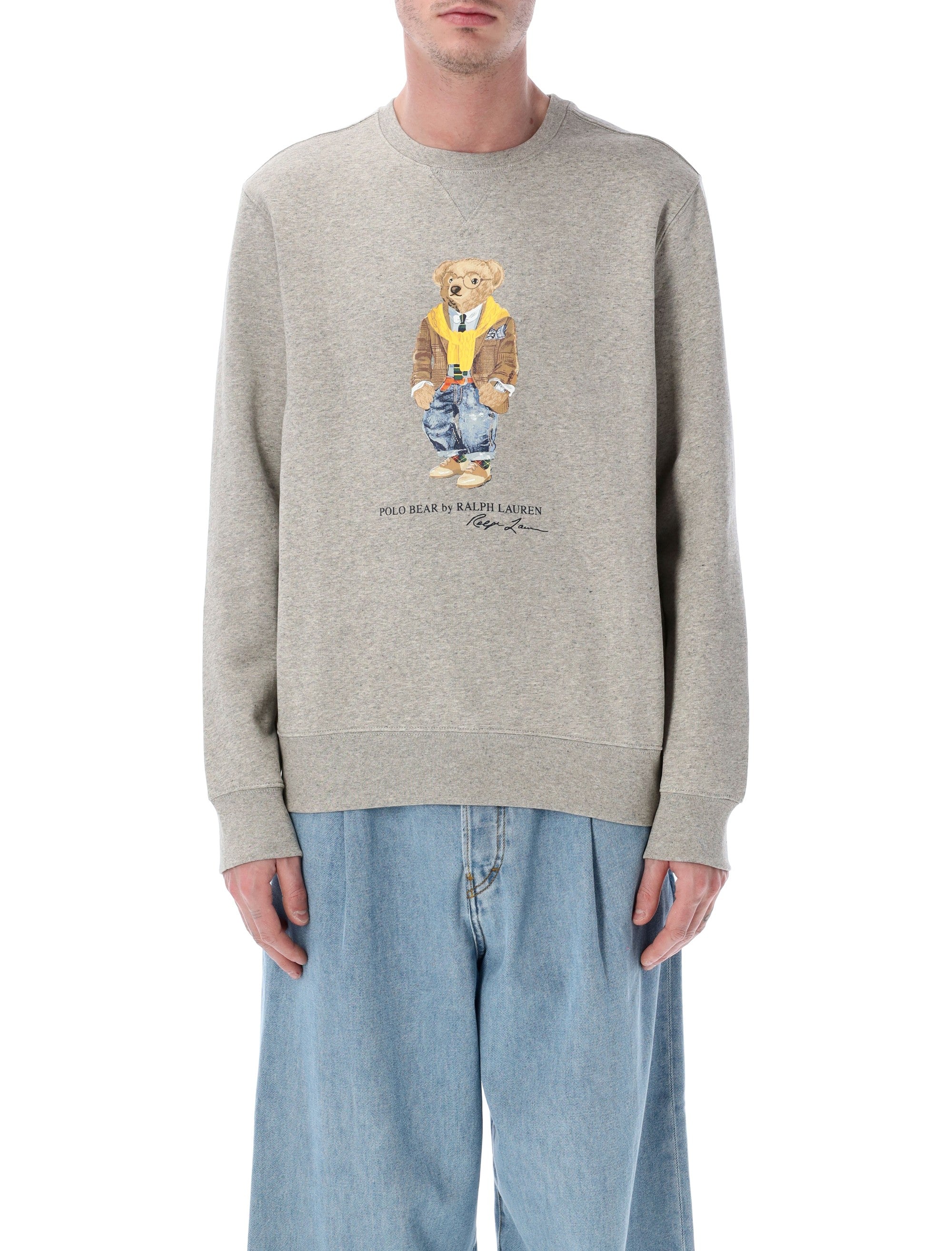 Andover Grey Polo Bear Sweatshirt with Classic Crew Neckline