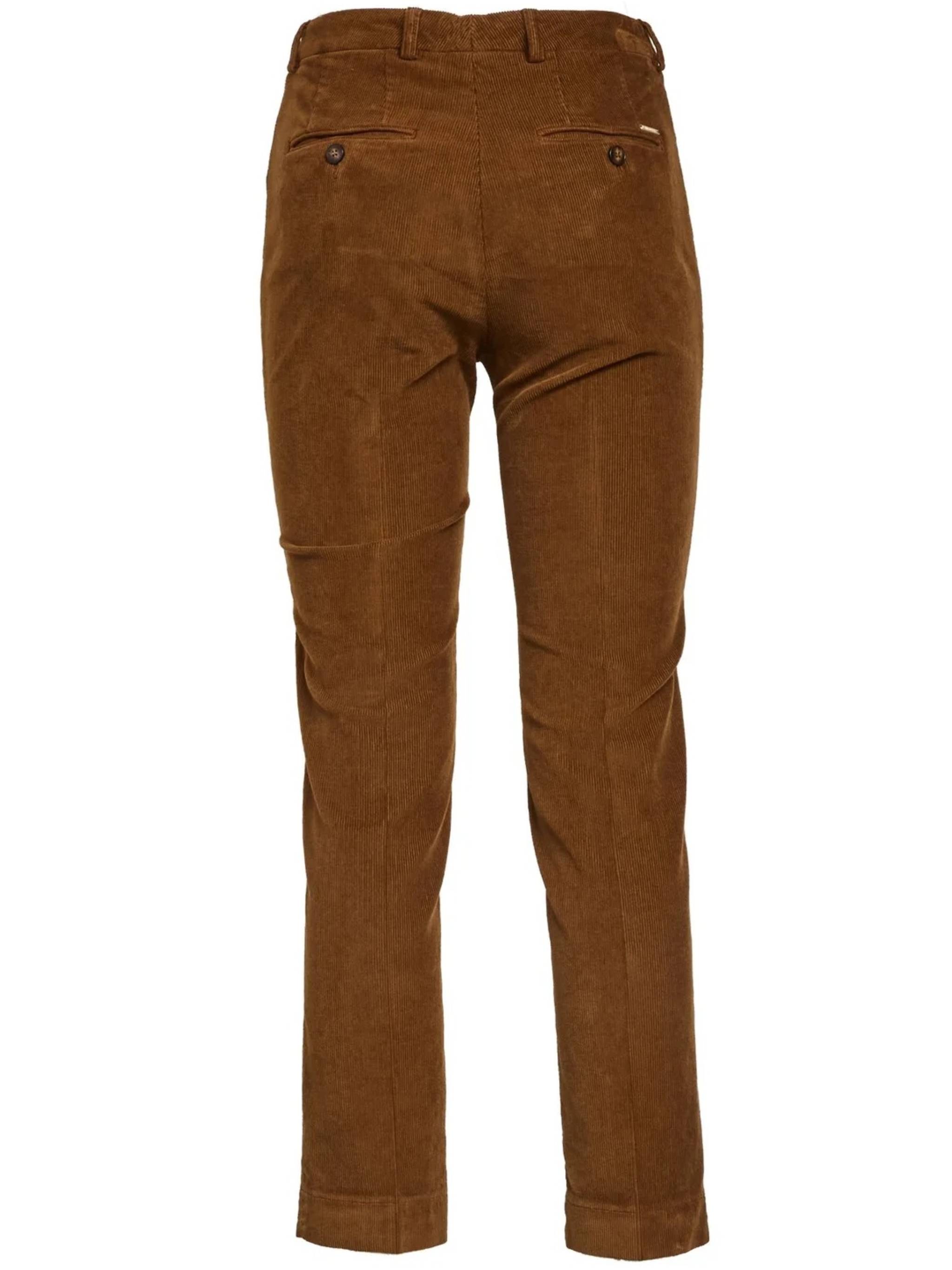 Brown Tailored Straight-Leg Textured Pants