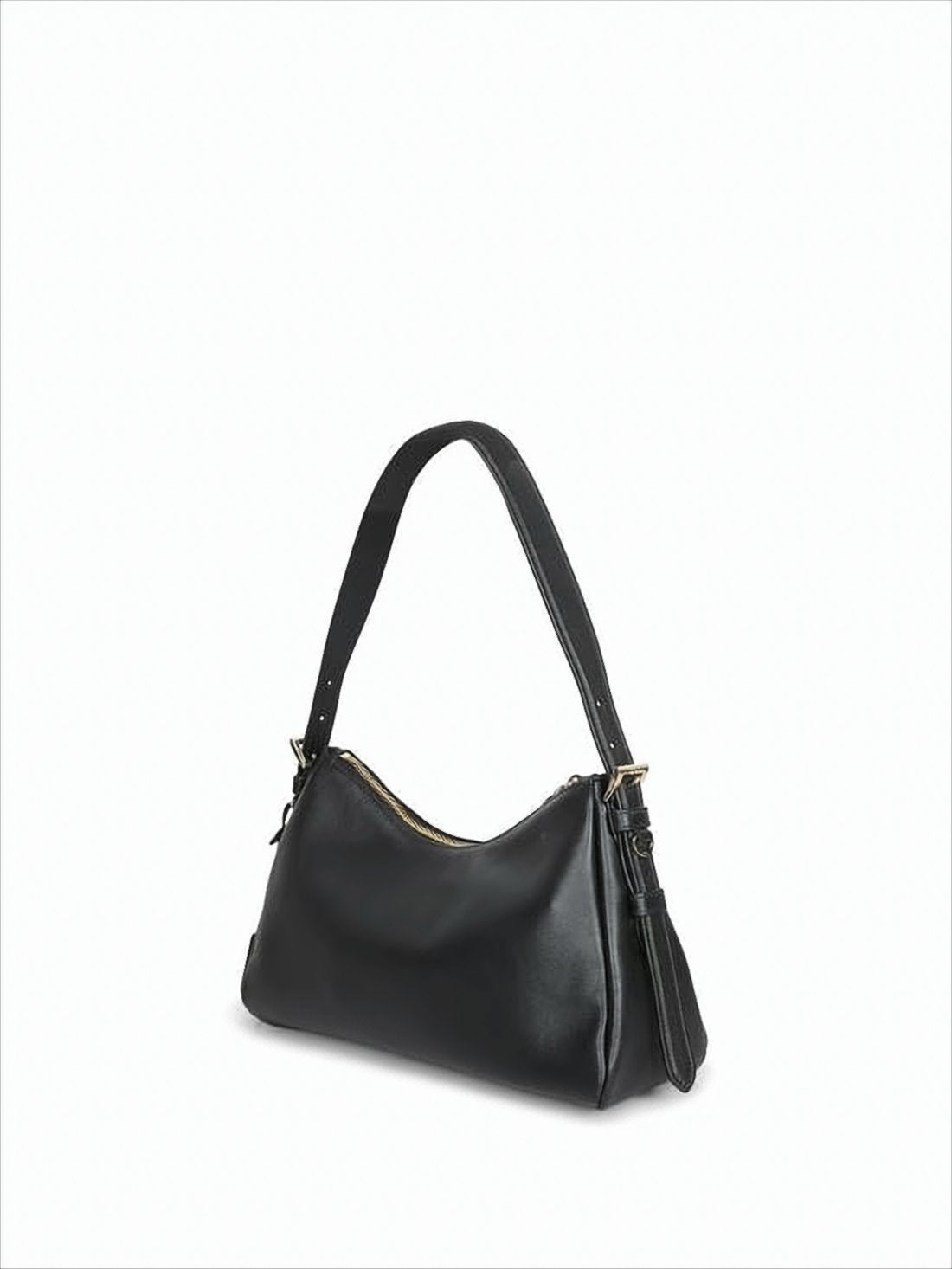 Minimalist Black Calf Leather Shoulder Bag