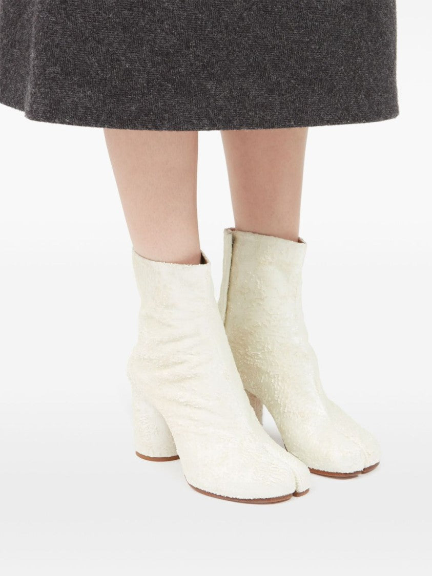 Cylindrical-Heel Ankle Boots In Distressed Laser-Cut Suede