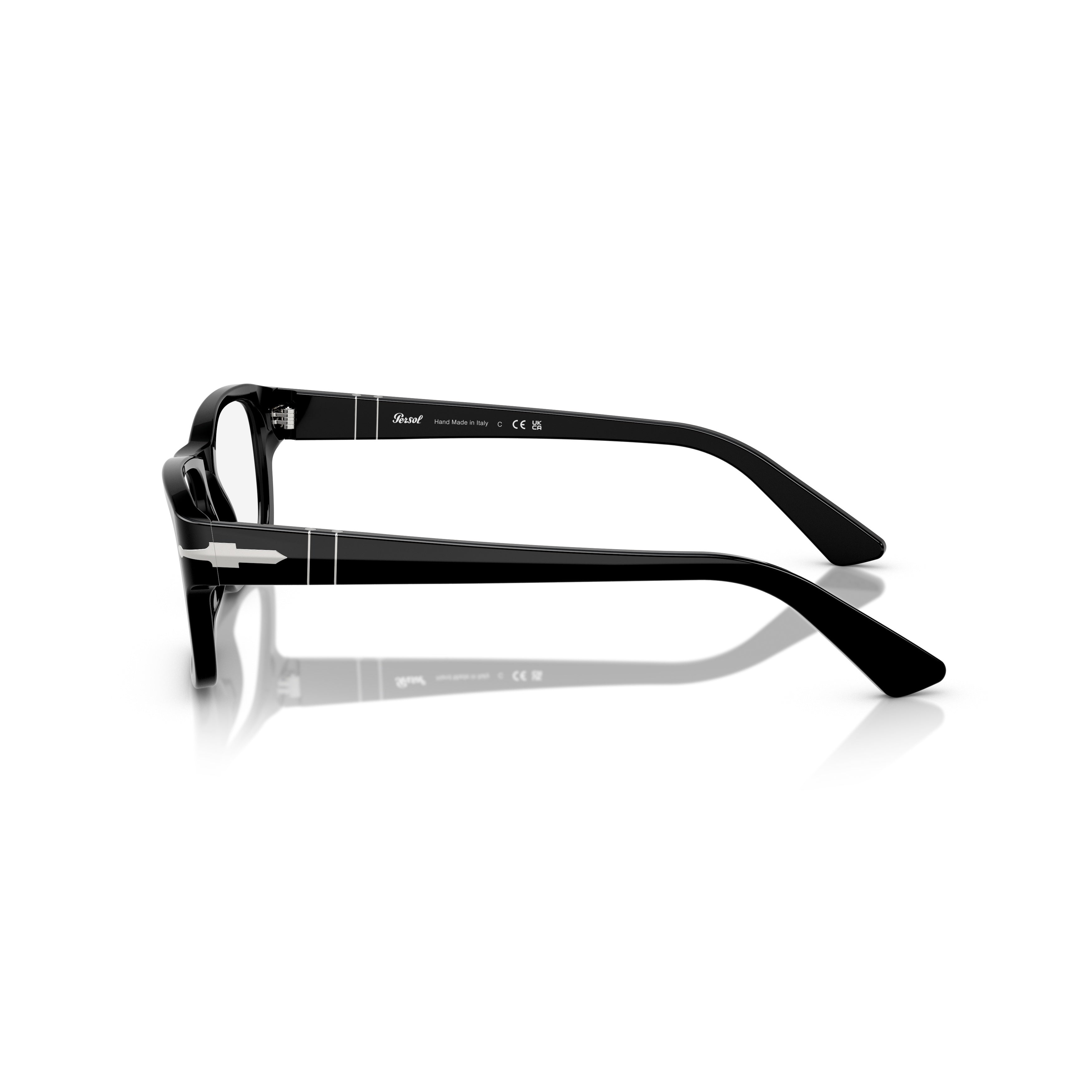 0po3364v Rectangular Black Acetate Eyeglasses with Silver Arrow Detail