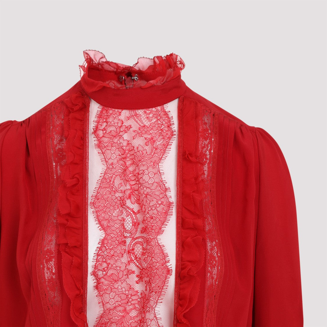 Silk Top With Ruffled Collar