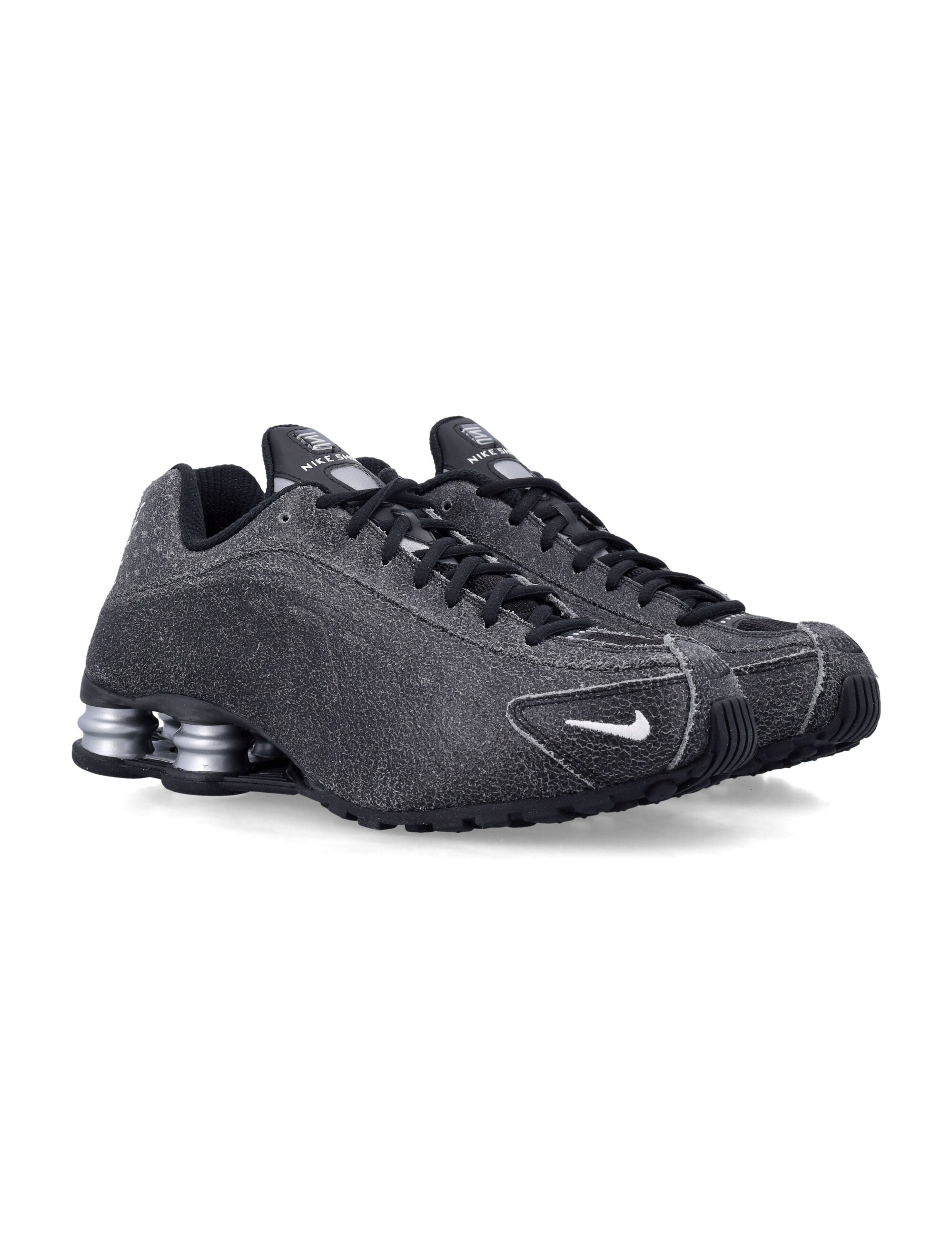 Shox R4 Distressed Leather Sneakers