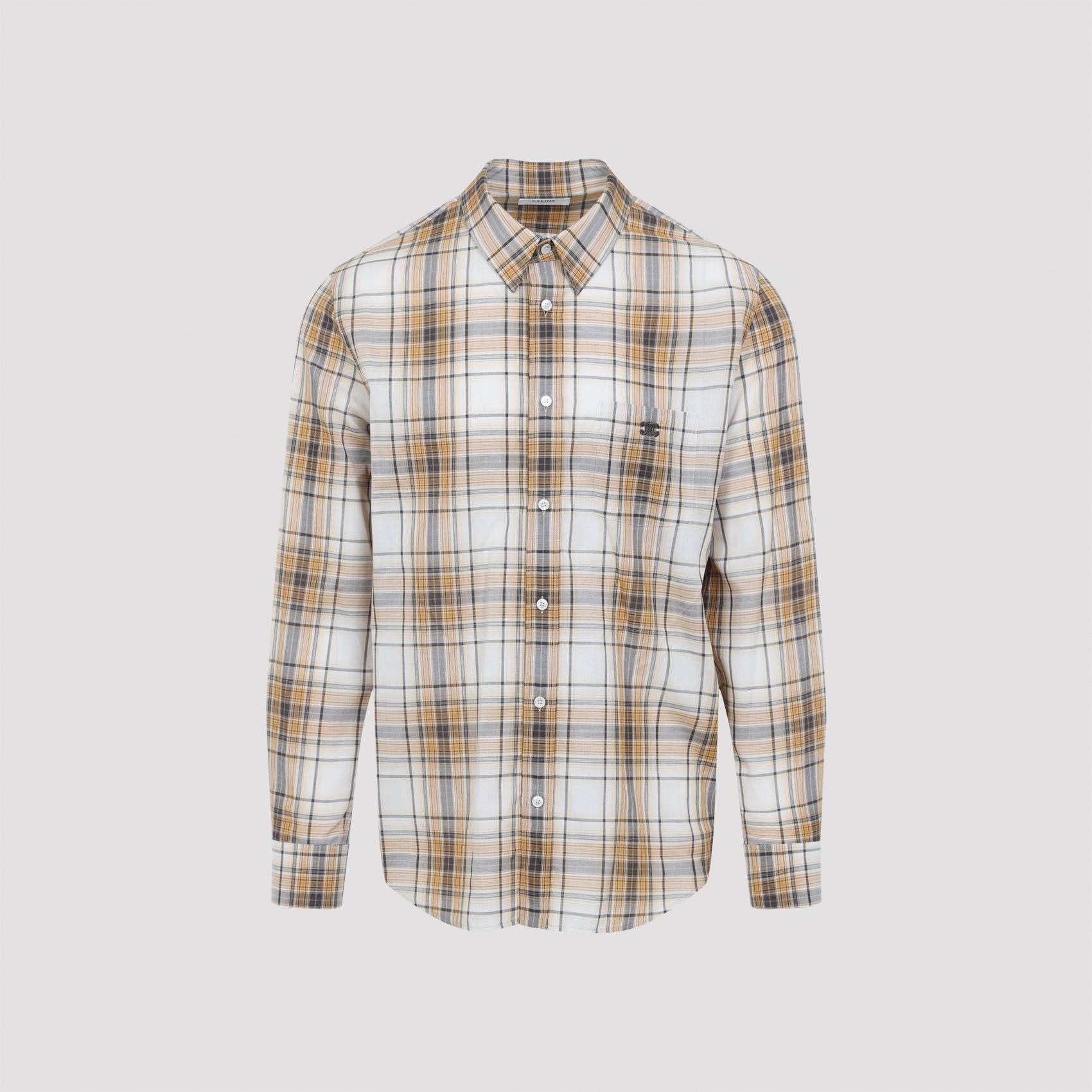 Loose-Fit Checked Shirt With Pointed Collar
