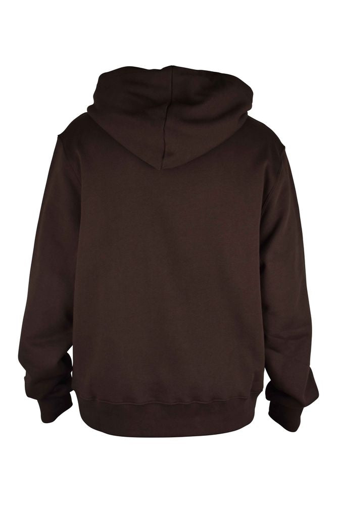 Hooded Brown Cotton Sweatshirt With Logo Print