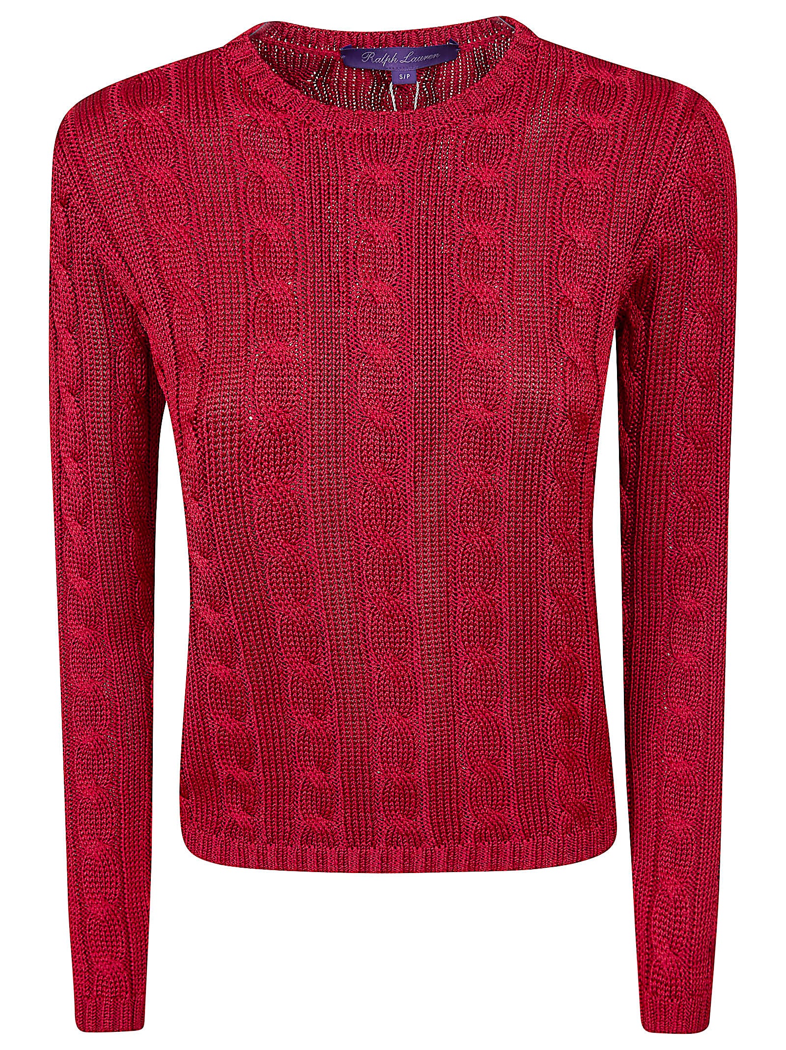 Cable Knit Silk Sweater with Crew Neckline
